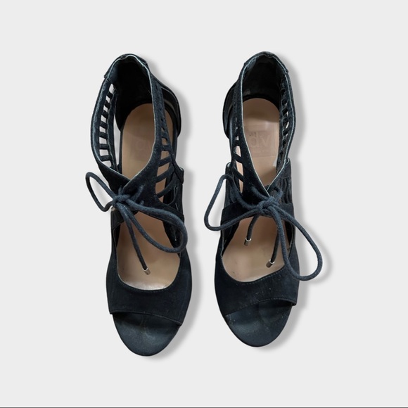 Dolce Vita Lace up Black Suede Heels 8.5 - Picture 2 of 6